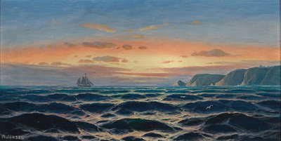 Sailing Ship by the Coast in the Evening Light by Max Jensen